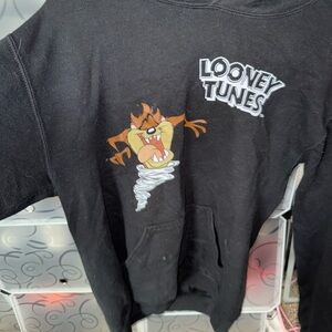 Looney Tunes Black Hoodie with Taz Graphic